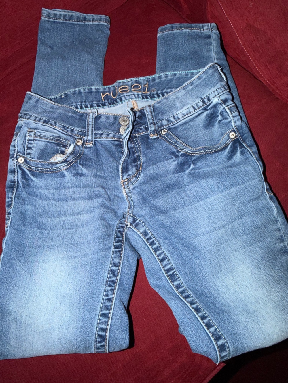 Rue21 Women's Straight Leg Jeans - Medium Blue Wash
